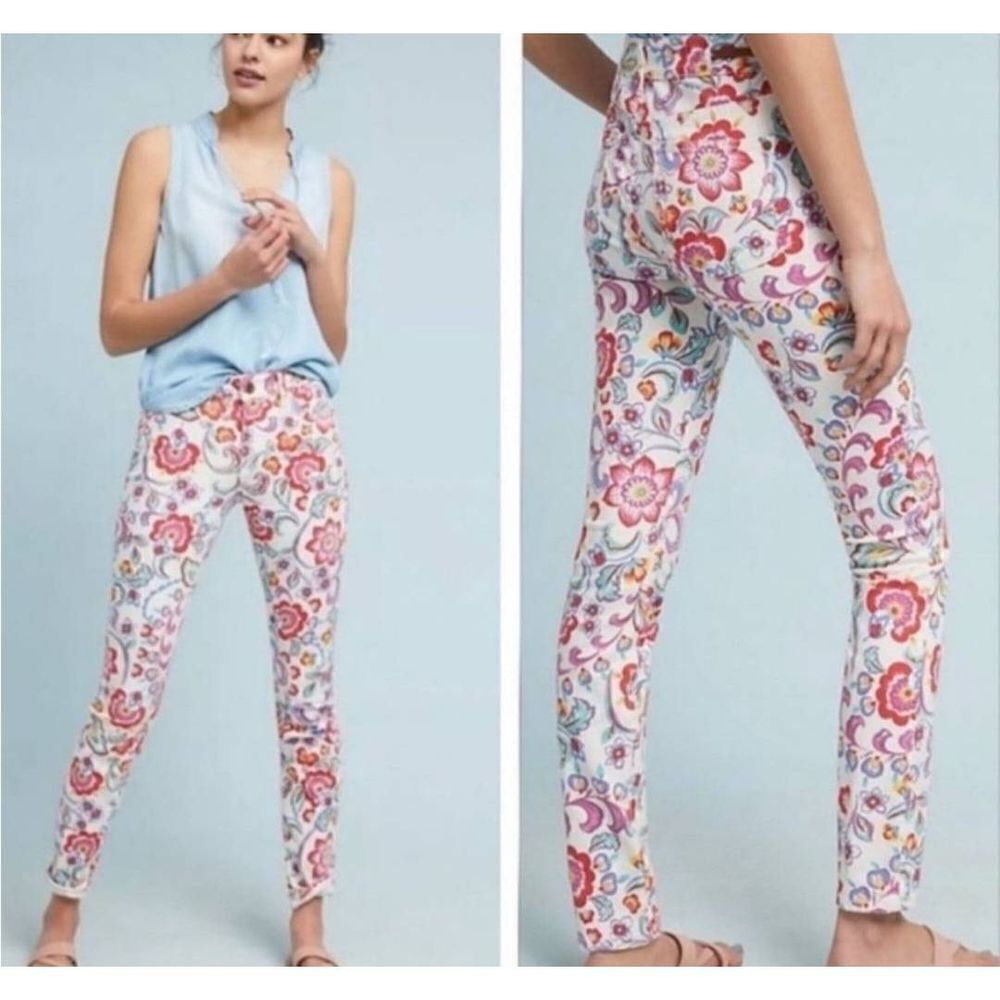 Anthropologie Pilcro Floral Mid-Rise Skinny Jeans sz 31